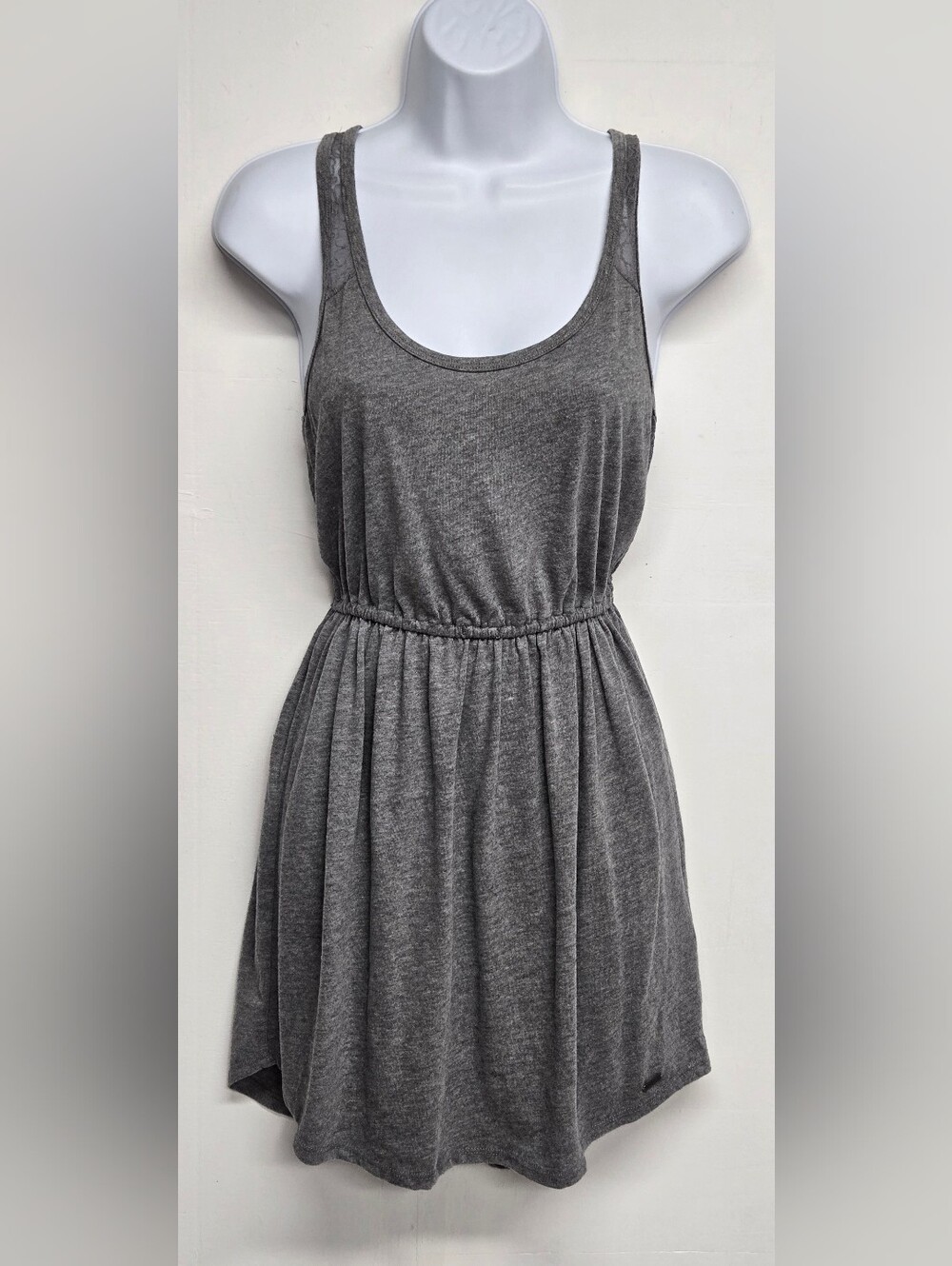 Hollister S Lace Racerback Long Top Or Mini Dress Gray Stretch Elastic Waist